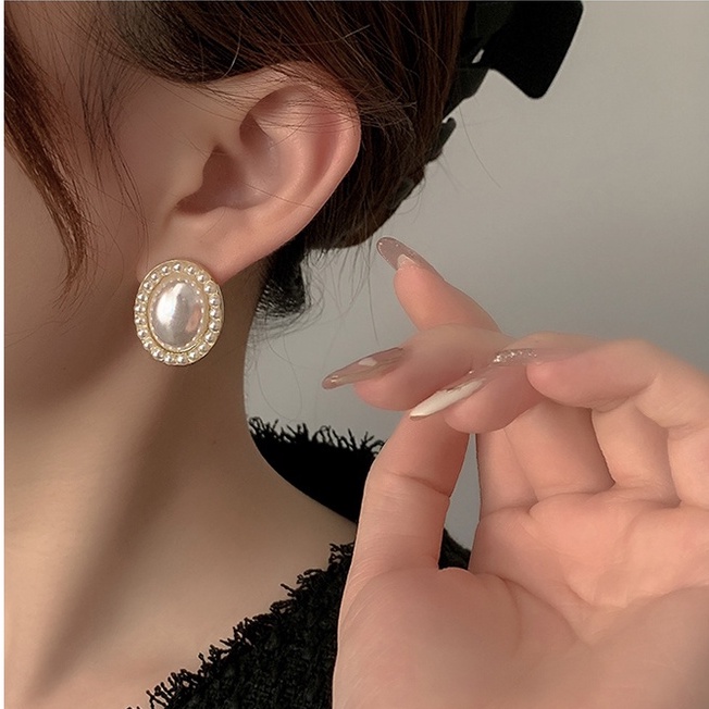 Anting Stud Hias Mutiara Gaya Vintage Korea Untuk Wanita