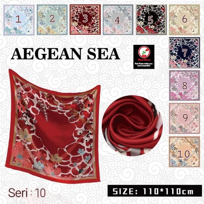 Jilbab Segi Empat Satin Velvet Motif Polkadot Bunga - seri : AEGEAN 10