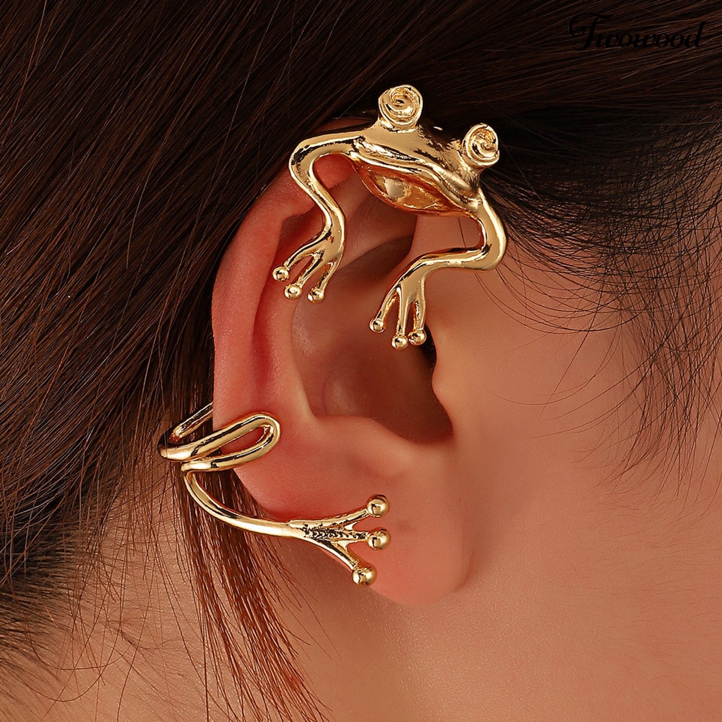 1pc Anting Klip Bentuk Katak Bahan Alloy Gaya Hip Hop Vintage Untuk Pesta