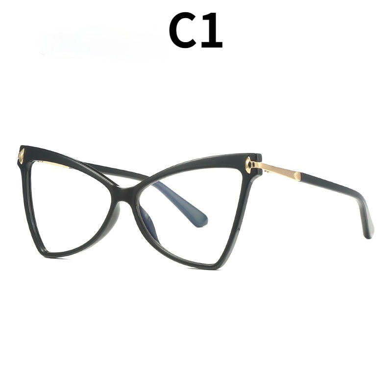 (YUZHU) European and American Fashion TR90 Oversized Frame Glasses Trendy Fashion Anti Blue Light Eyeglasses Women