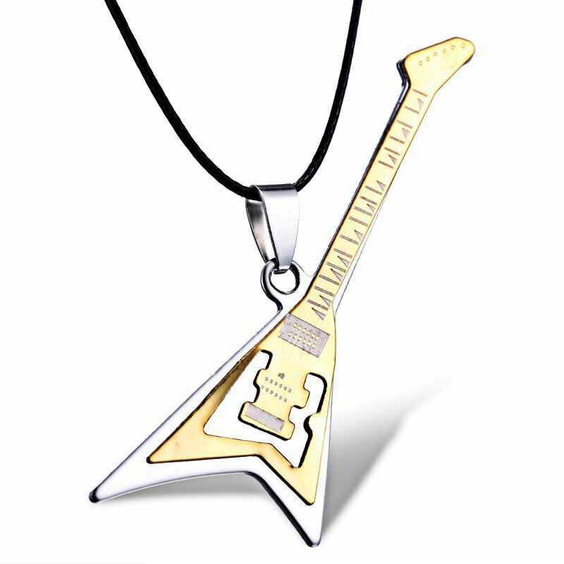 Kalung Choker Liontin Gitar Bahan Stainless Steel Untuk Pesta