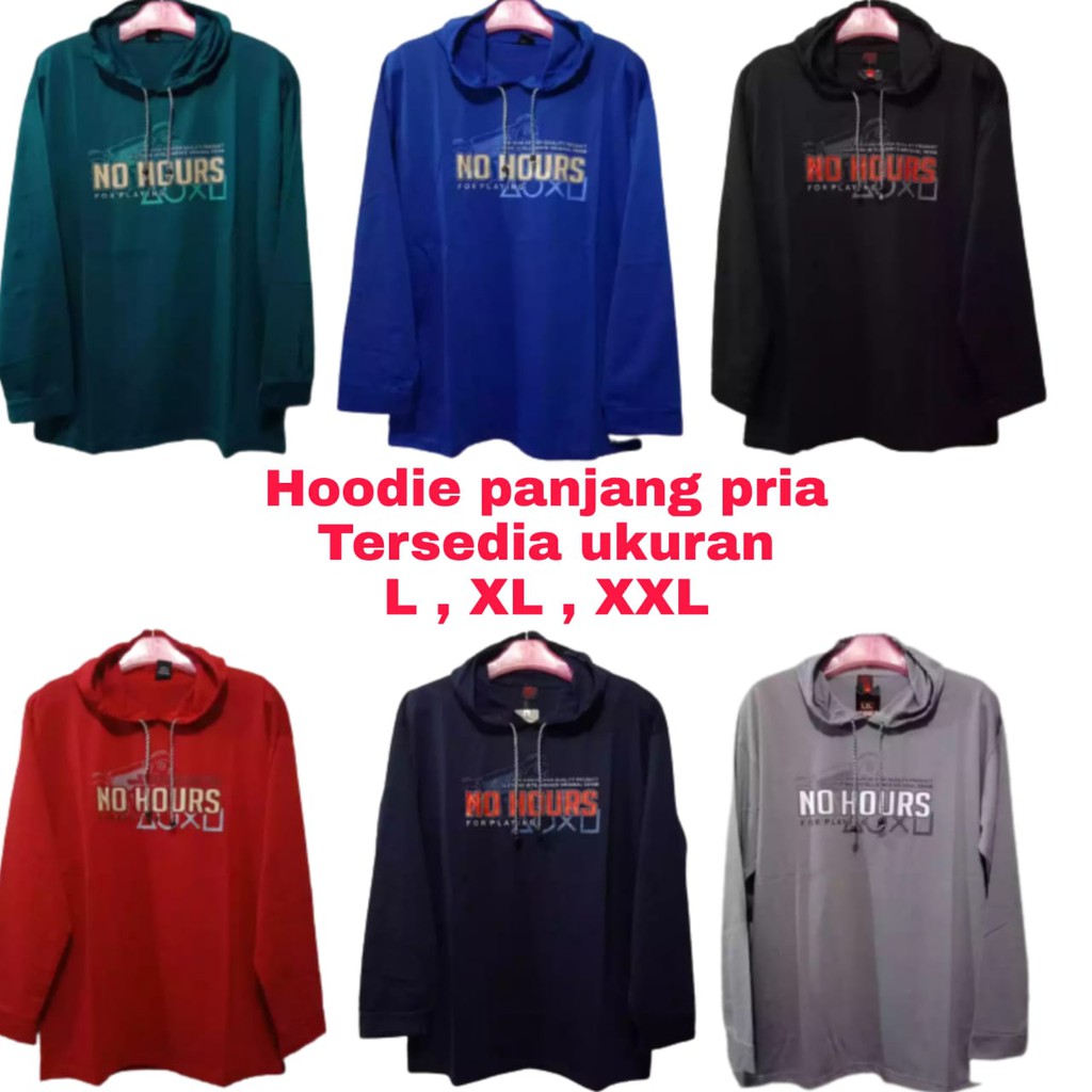 L XL XXL HOODIE PANJANG PRIA DEWASA/KAOS TANGAN PANJANG PRIA/KAOS TOPI PANJANG PRIA/BAJU LENGAN PANJ