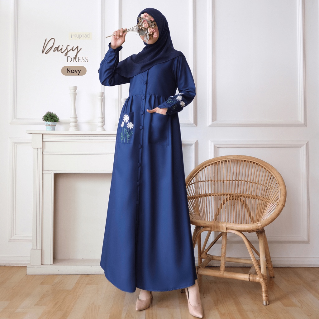 KUPNAD Gamis Katun Premium Toyobo  bordir bunga esther - Daisy Dress