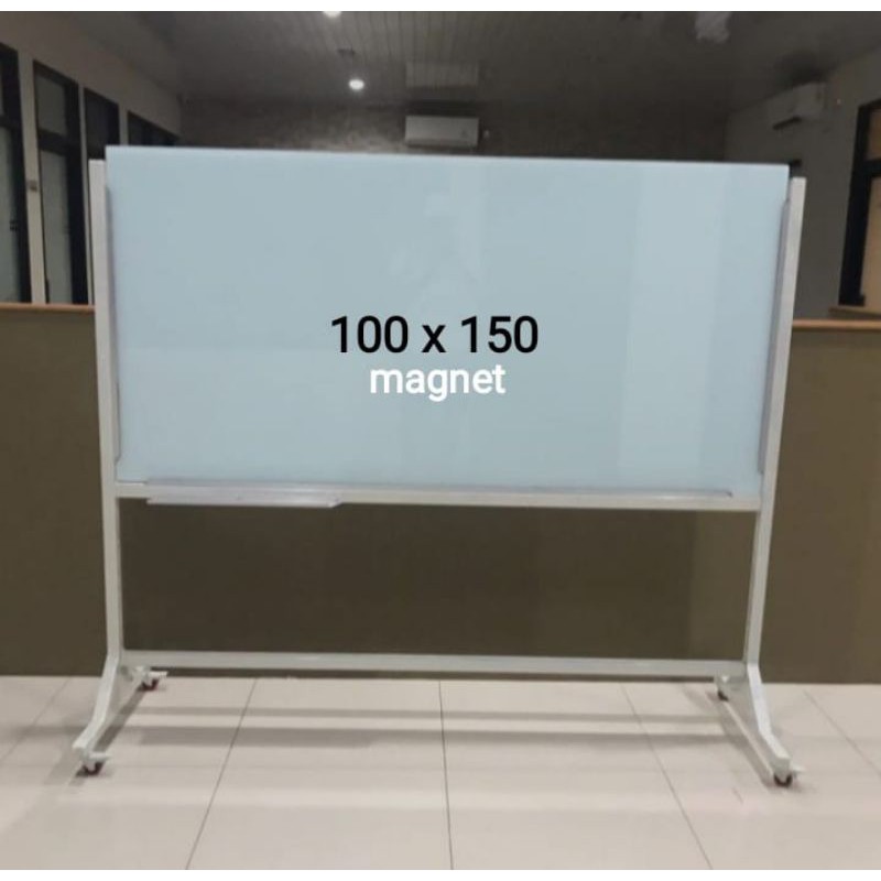 glassboard papan tulis standing magnet 100 x 150 cm