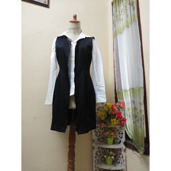 vest rompi outer inner ala korea luaran dengan kemeja hitam putih