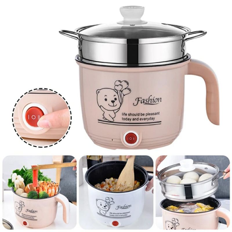 Panci Listrik Elektrik Cooker Stainless Steel Teflon Cooking Pot