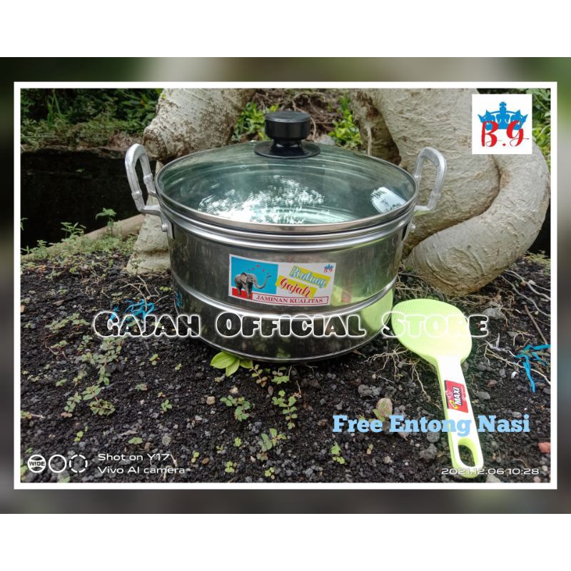 Dandang Nasi Tutup Kaca Free Entong