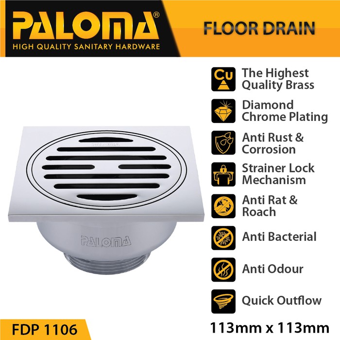 Floor Drain Paloma FDP 1106 Lubang Saringan Air Lantai Mandi Anti Serangga Kecoa Tikus Anti Bau