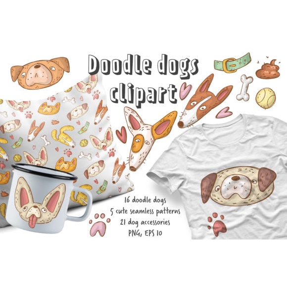 Doodle Dogs Clipart Set