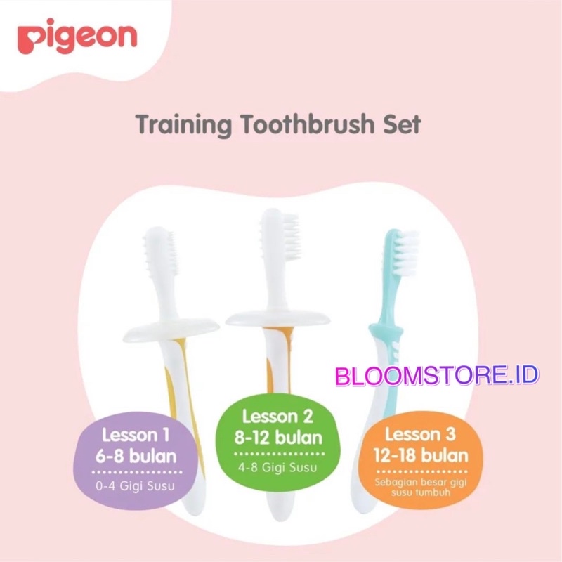 [LESSON 3] PIGEON Baby Training Tooth Brush Toothbrush Lesson Tahap 3 Tiga Sikat Gigi Bayi Anak Set Promo Murah Termurah