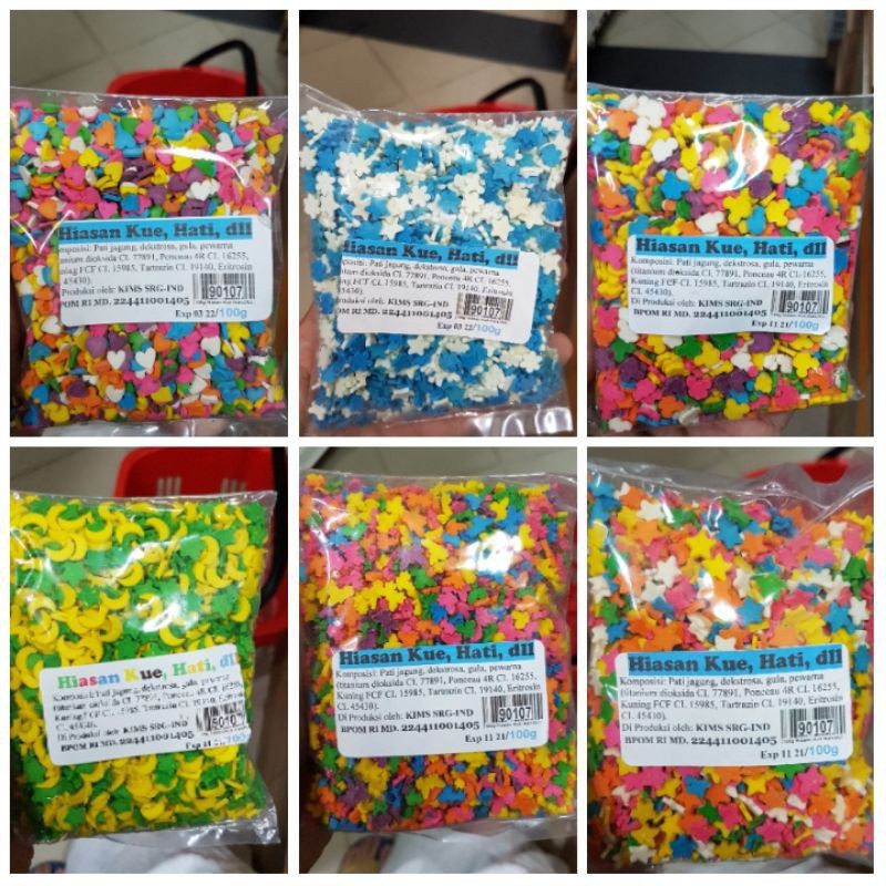 

100gr Hiasan Kue - Sprinkle - Sprinkles motif bunga, bintang warna warni