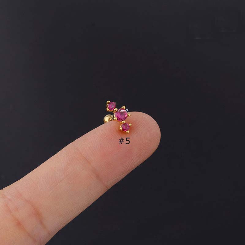 1pc Anting Stud Bentuk Bola Sekrup Bahan Stainless Steel 20gauge Multicolor