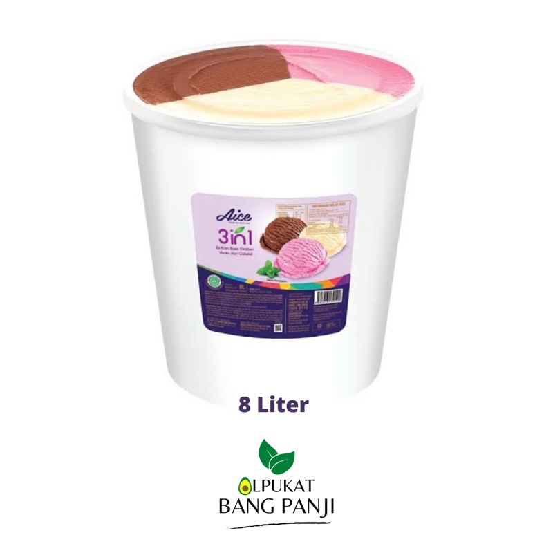 

ALPUKAT BANG PANJI - AICE 3in1 Ice Cream 8 Liter Vanilla Strawberry Chocolate