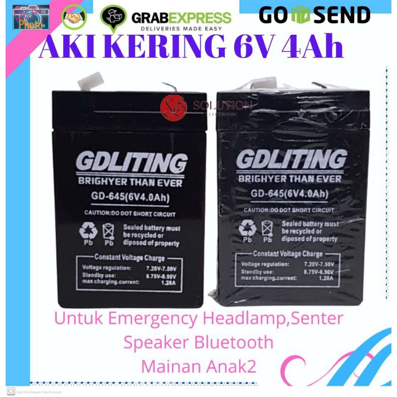 Baterai Aki Kering 6Volt 4AH Untuk Emergency Senter Speaker Portable Bluetooth