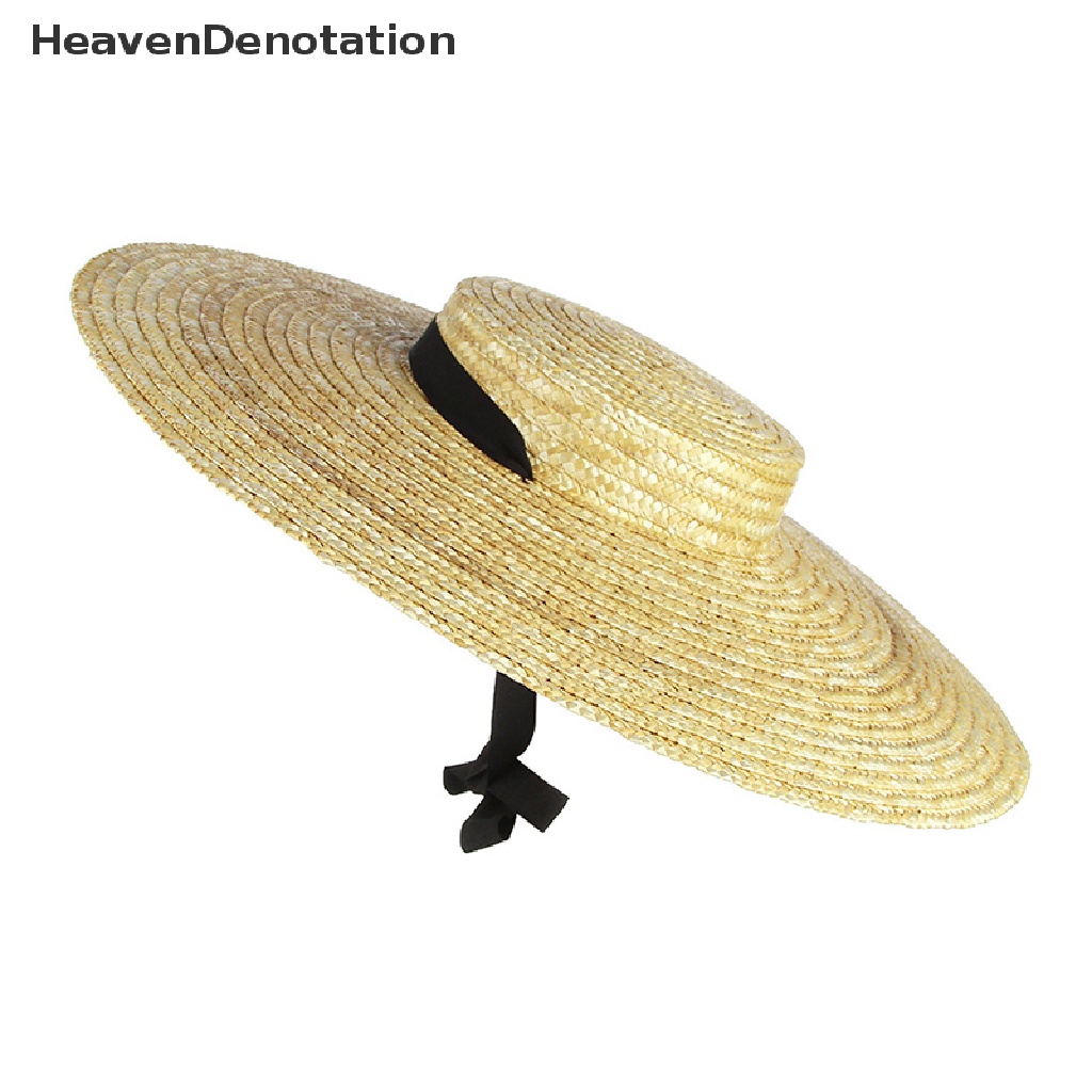 [HeavenDenotation] Wide Brim Straw Hat For Women Long Ribbon Ladies Beach Hat Summer Sun Visor Cap