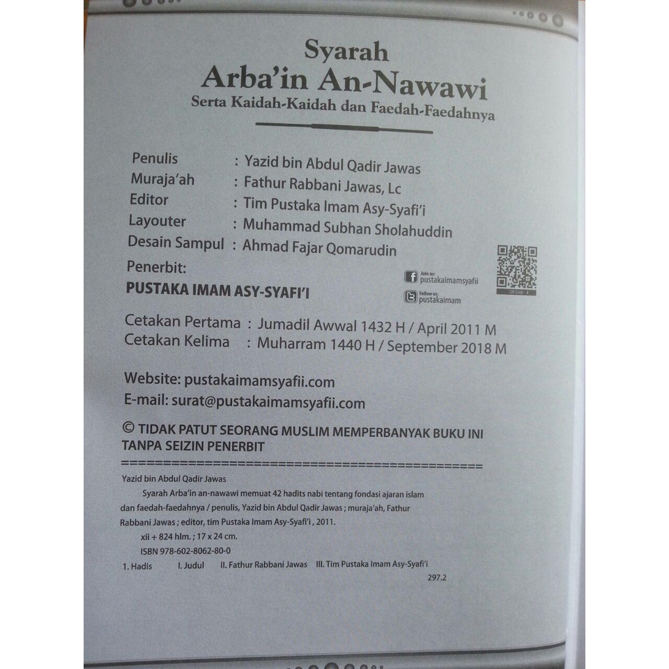 Syarah Arbain An Nawawi Original - Memuat 42 Hadits Nabi Tentang Fondasi Ajaran Islam - Pustaka Imam Asy Syafii-1