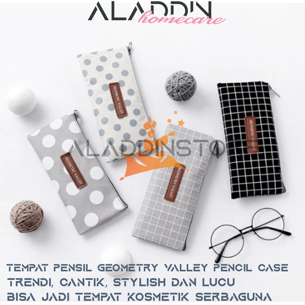 

TEMPAT PENSIL TEMPAT KOSMETIK GEOMETRY VALLEY PRINTED NYLON BERKUALITAS 20*9CM LUCU DAN MENARIK