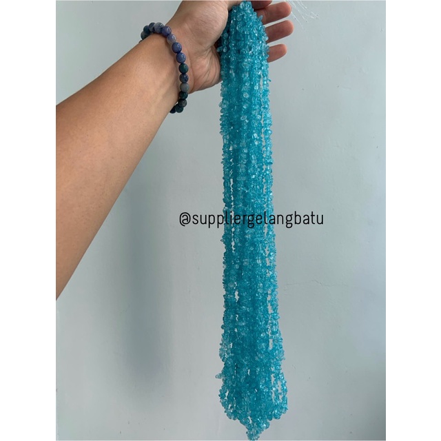 kerikil Batu soft blue quartz 1cm kilap renteng kuarsa biru muda bahan