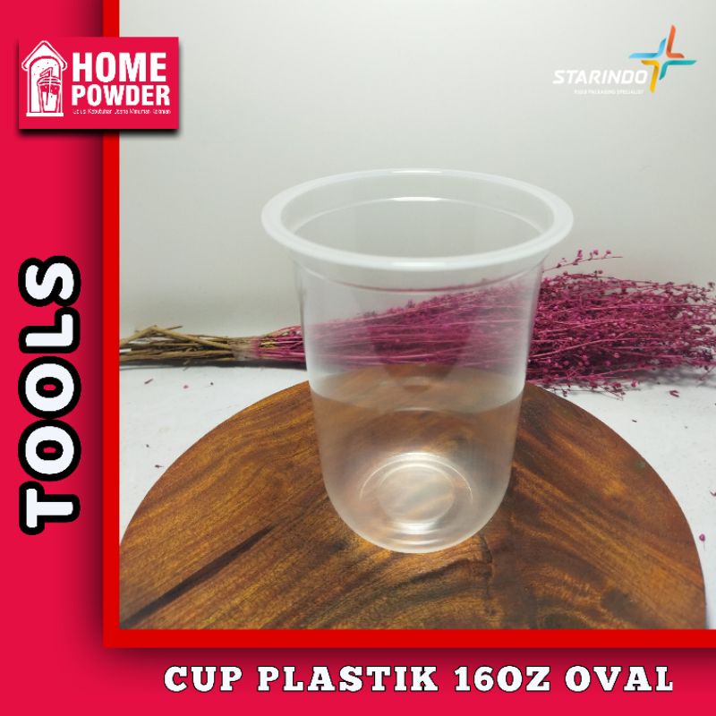 Promo Gelas Cup Plastik PP Cup 16Oz U Cembung Oval 8Gr Starindo Murah