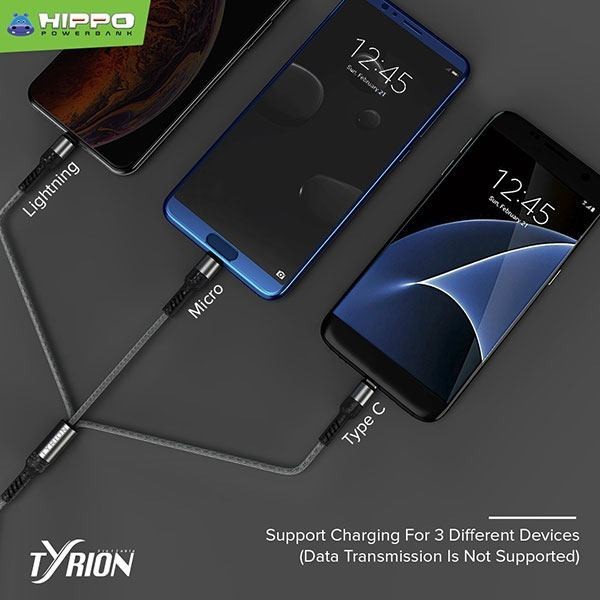 Hippo Tyrion Kabel Data Charger 3 in 1 Micro USB Type C Lightning Original Cable Ori Casan Iphone