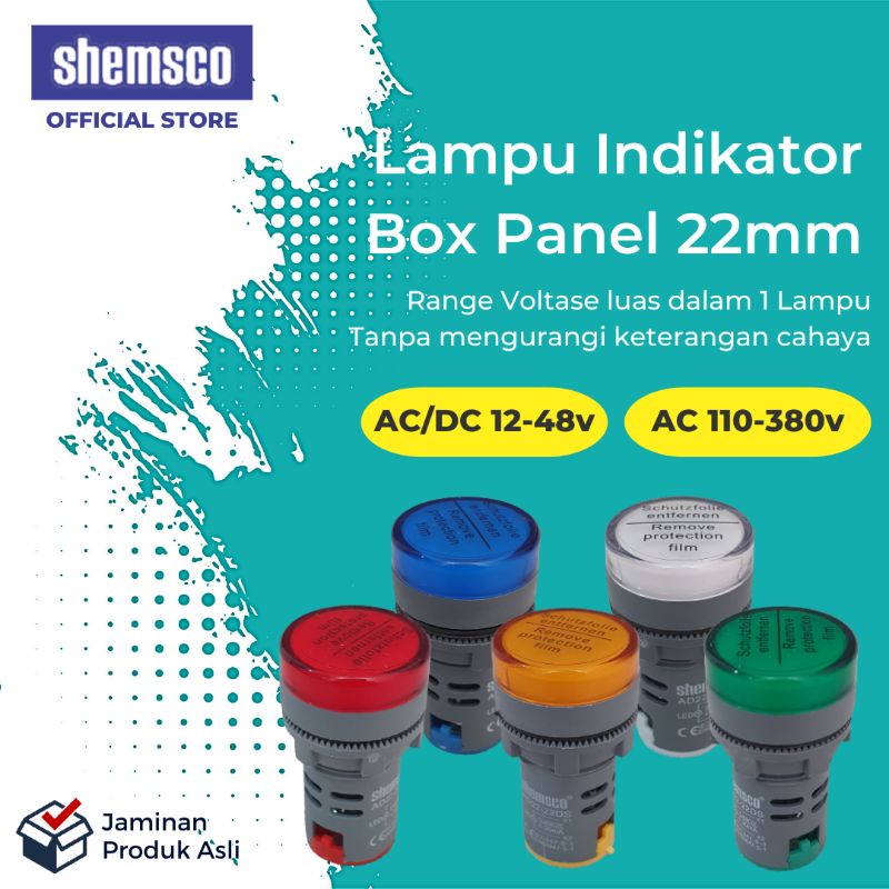 LED 12v 24v 48v 110v 220v 380v Pilot Lamp 22mm Lampu Indikator Listrik Panel PLAD Tegangan AC DC She