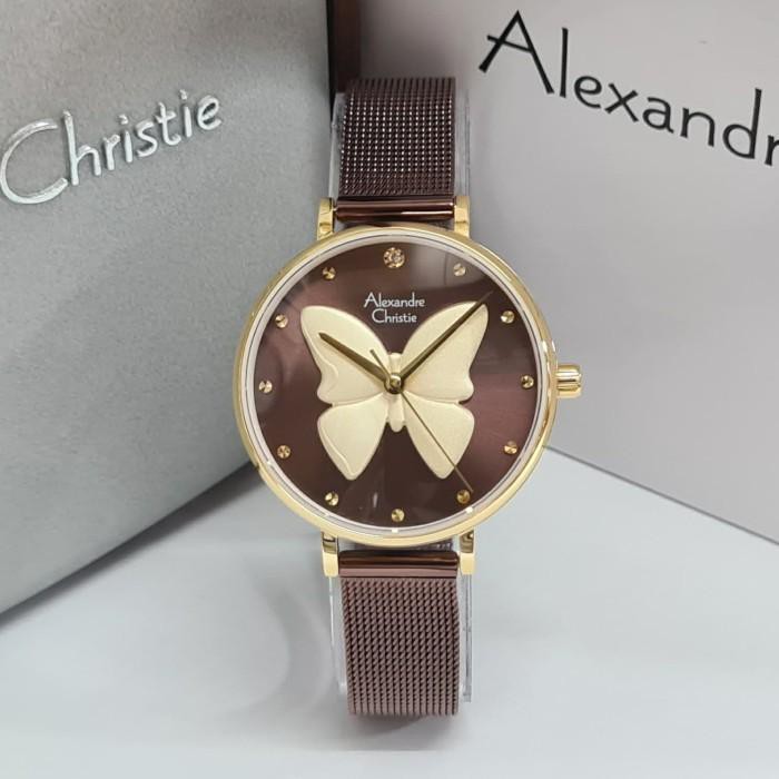 Jam Alexandre Christie AC2850 AC 2850 Gold Brown Jam Cewek Model Terbaru