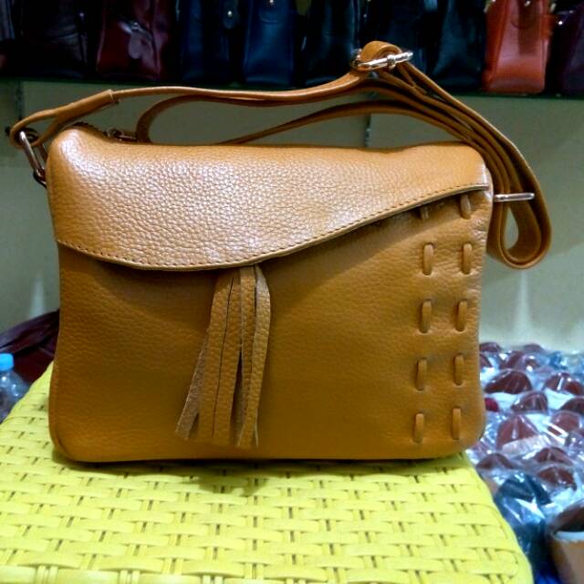 Tas Papirut Wanita Kulit Asli Garut anyam pinggir