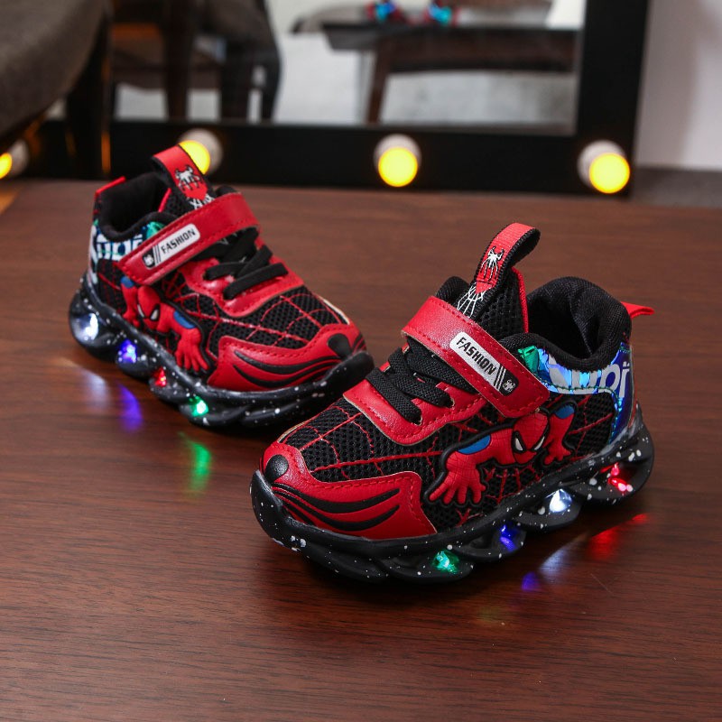 SEPATU LED ANAK SPIDERMAN WEB NEW 2020