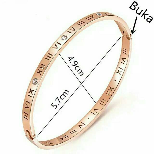 Gelang Titanium Lapis Emas 18K Model Angka Romawi #GB-112