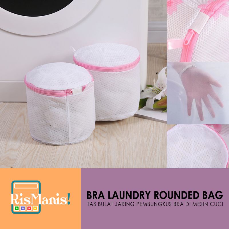 BRA LAUNDRY ROUNDED BAG - Tas Jala Bulat Keranjang Cucian Pembungkus Bra Kantong Jaring Pelindung BH Kutang Pakaian Dalam CD Pencucian Mesin Cuci Anti Rusak Bebas Lecek