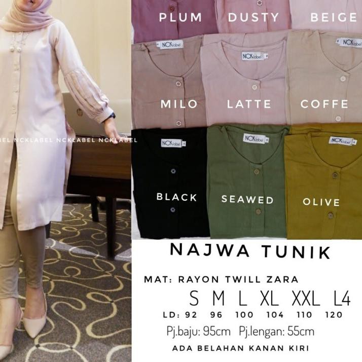 Terbaruϟday Restock Najwa Tunik dengan Warna Baru bahan Rayon Twill Zara Ori by NCK Label