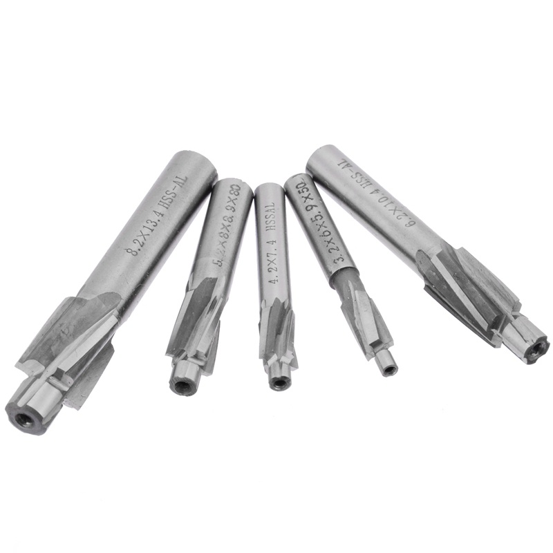 5pcs Mata Bor Hss Counterbore End Mill M3-M8 Pilot Slotting Tool Milling Cutter