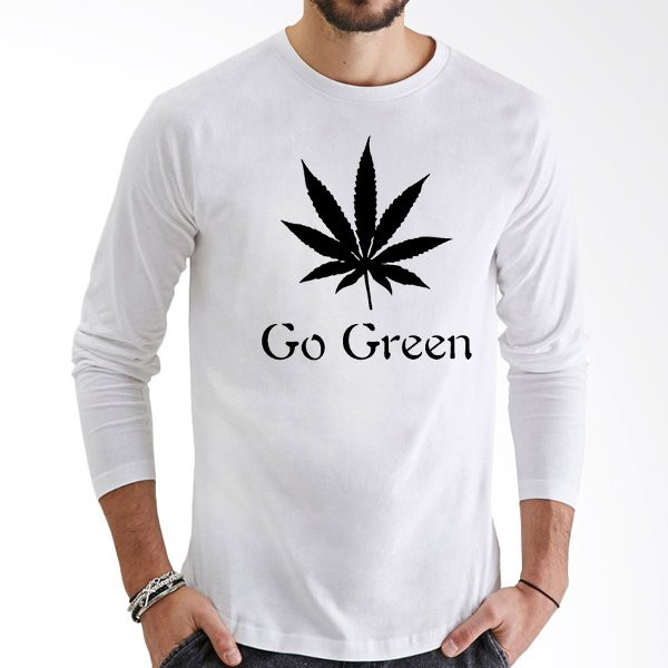 Kaos Lengan Panjang go green marijuana Premium
