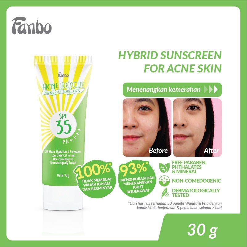 ★ BB ★ Fanbo Acne Rescue Water Gel Sunscreen SPF 35 PA++++ 30gr