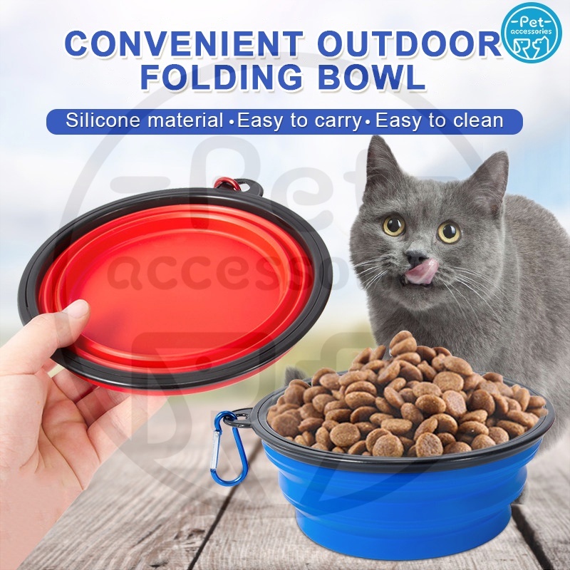 Mangkok Anjing Kucing Silikon Karet Lipat Pet Outdoor Travel bowl