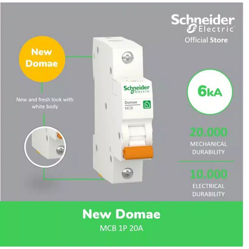 MCB Schneider 20 Ampere / MCB Schneider Domae 20A 1 Phase