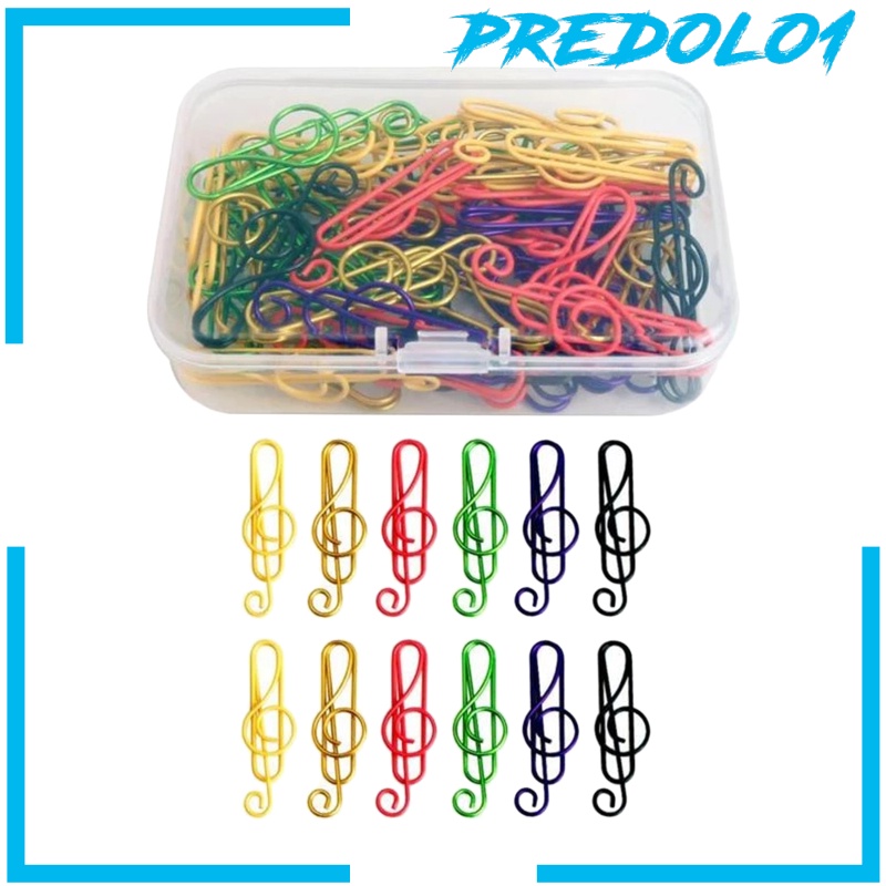 [PREDOLO1] 100Pcs TPE Coated Paper Clip Musical Notes School Paperclip Paper Clamp Clip