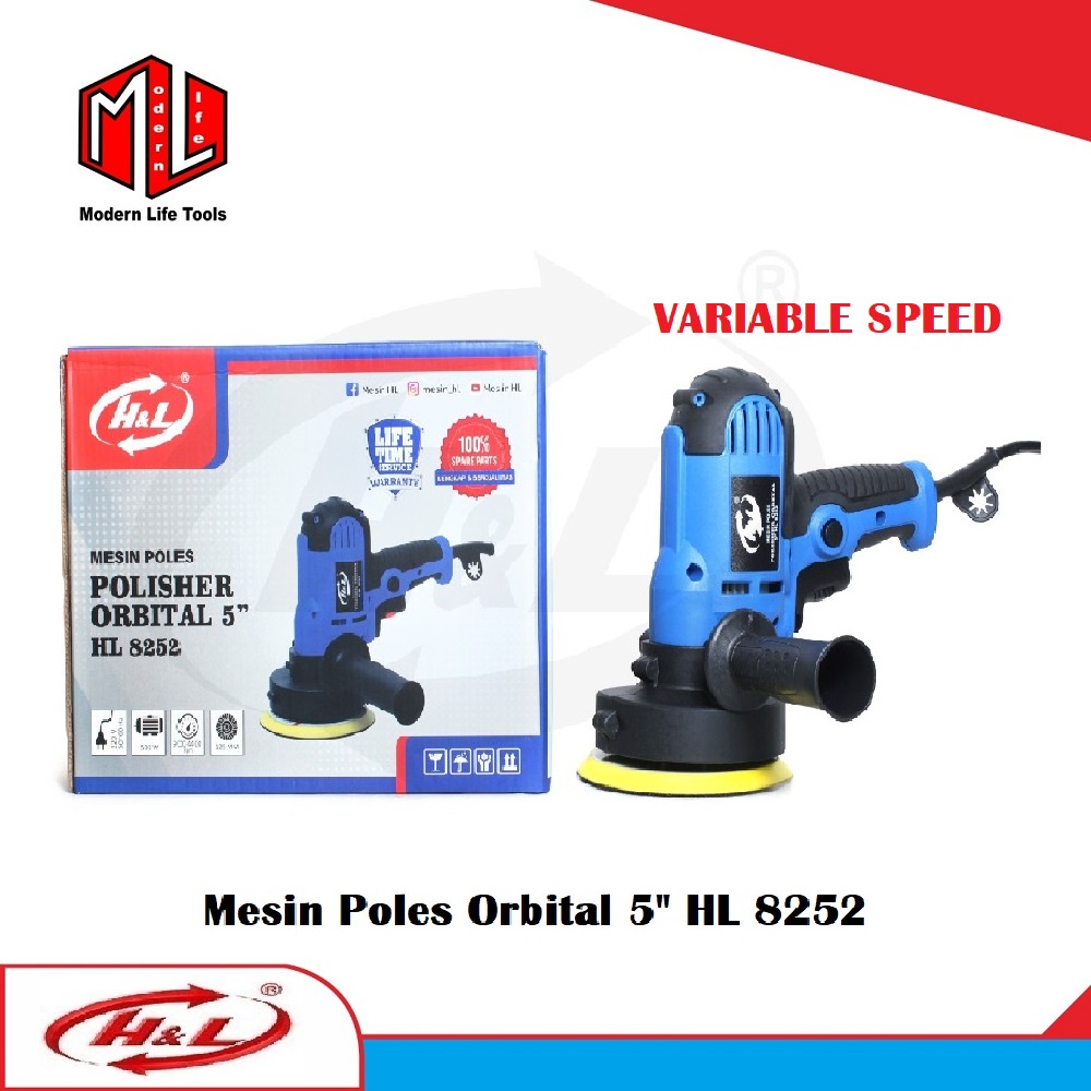 Mesin Poles Mobil Motor 5 Inch H&amp;L Polisher Orbital HL 8252 Variable Speed