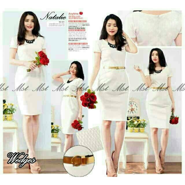 BAJU ATASAN DRES WANITA  Dress White Natalie