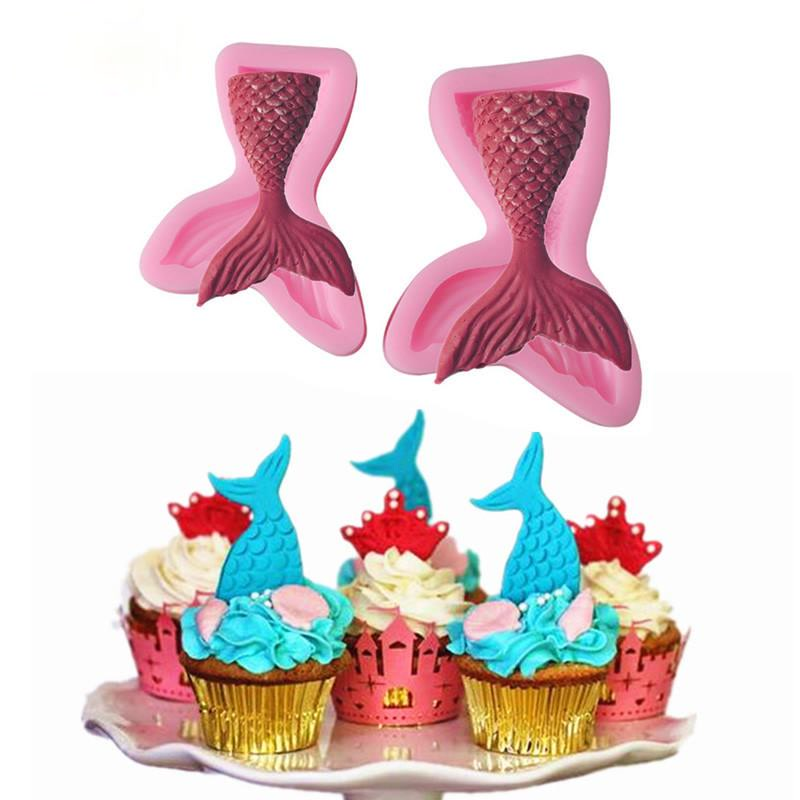 Cetakan Sabun / Cokelat / Fondant Bentuk Ekor Mermaid / Bintang Laut / Keong Bahan Silikon Untuk Dekorasi Kue Diy