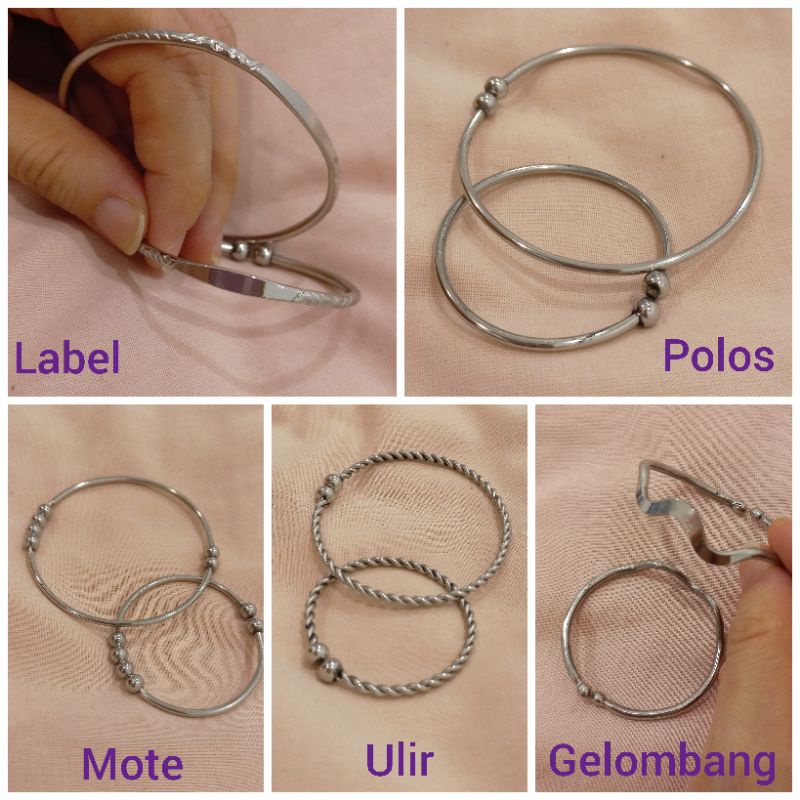 Gelang besi bayi dewasa lonceng kerincing / gelang anak / gelang baja tahan karat / gelang monel dewasa