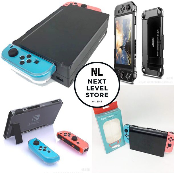 Full Hard Case Clear Nintendo Switch Protection Transparant - Blue