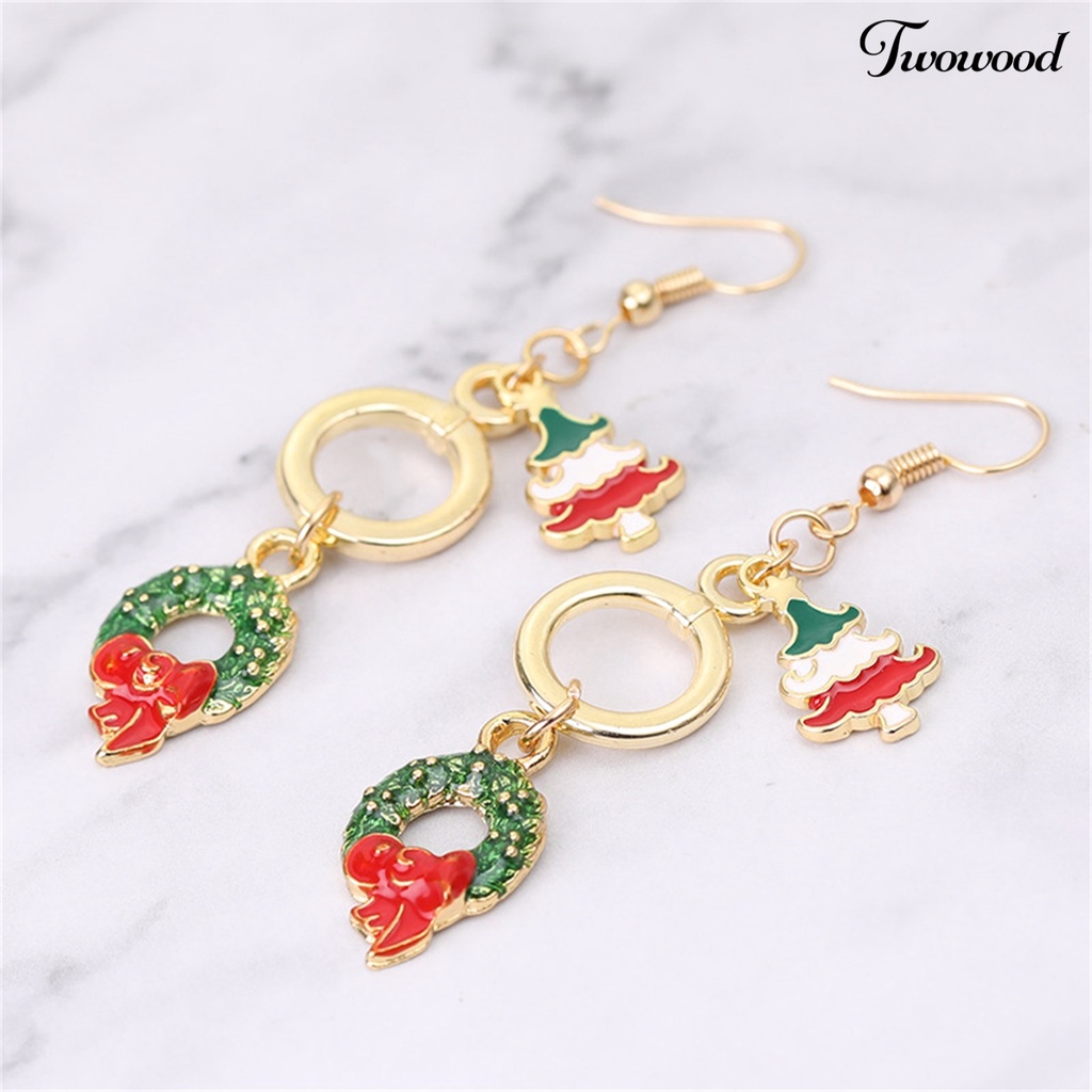 1 Pasang Anting Hook Desain Natal Untuk Anak Perempuan