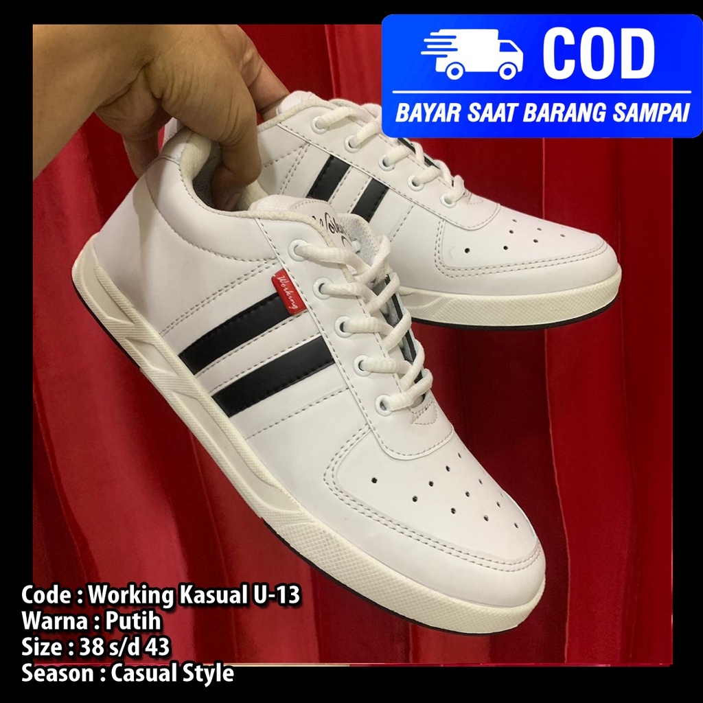 Sepatu Sneakers Pria Kasual Working U-13 Size 38-43