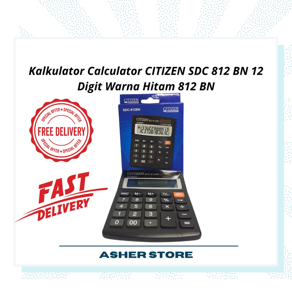 

Kalkulator Calculator CITIZEN SDC 812 BN 12 Digit Warna Hitam 812 BN