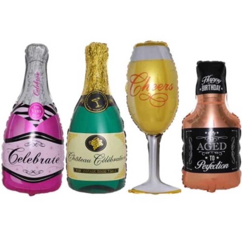 Balon foil Botol Wine dan Gelas Wine || Ukuran tinggi 30cm