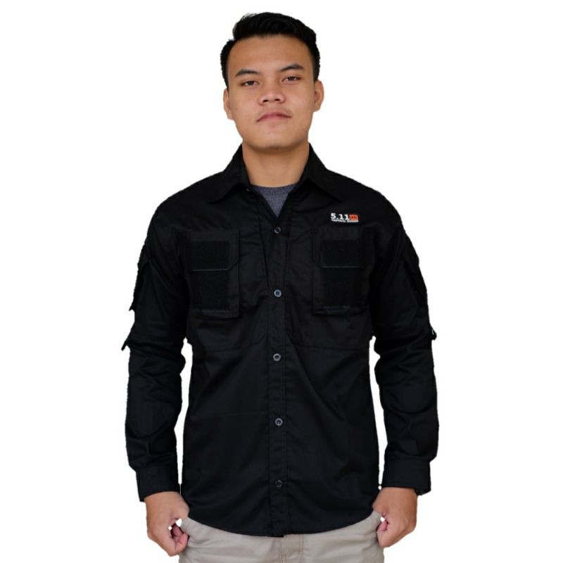 Kemeja Tactical 511 Tangan Panjang Bahan Drill Hitam