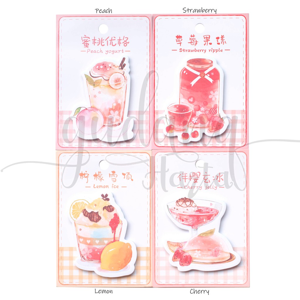 Sticky Notes Dessert Cafe Snack Memo Strawberry Peach Cherry DIY Scrapbook Lucu GH 301236