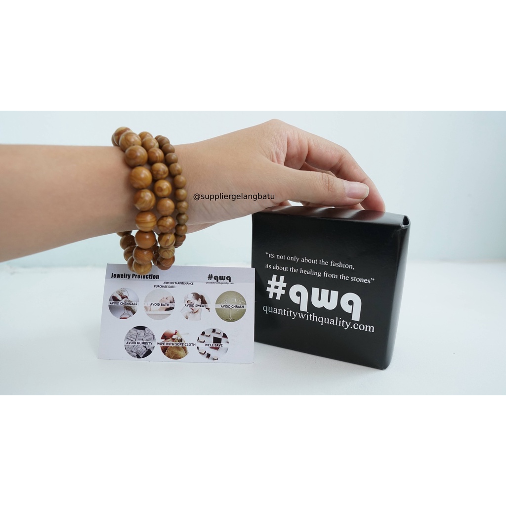 gelang tangan jasper kuning coklat batu alam akik brown stone box