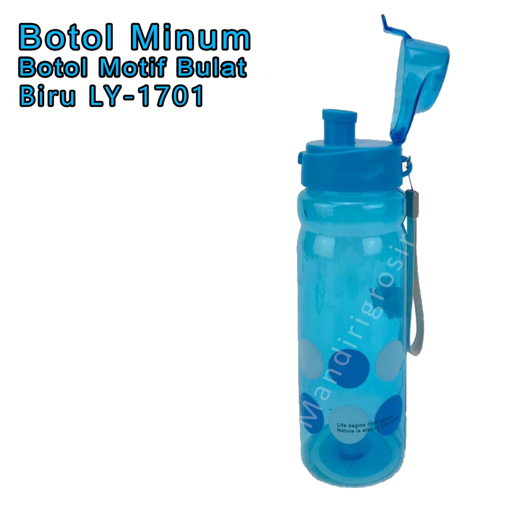 Motif Bulat Warna Biru LY-1701 * Botol minum plastik * 600 ml